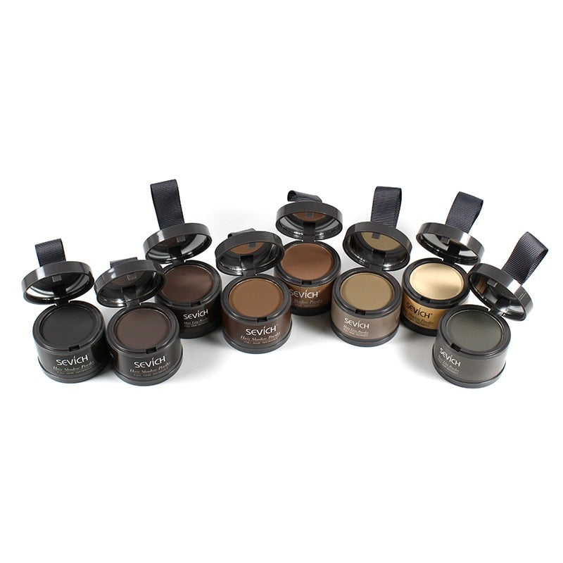 Sevich Waterproof Hairline Powder before and after gray root coverage.