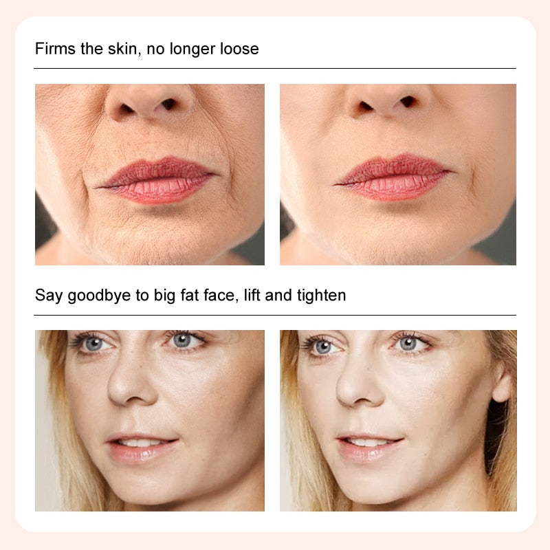 Slimming Face Lifting Firming Massage Cream how-to-use guide showing upward massage technique for face and neck.