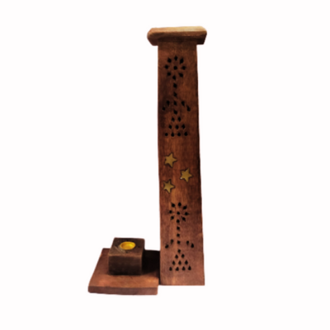 INCENSE BURNER--WOODEN TRIANGLE TOWER
