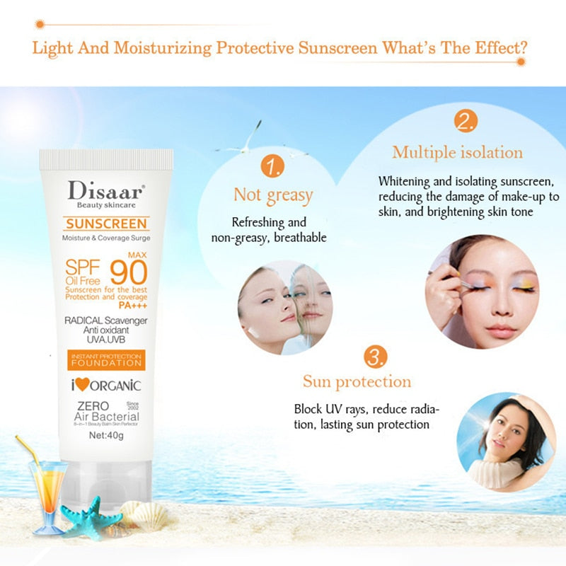 Summer Sunscreen Cream SPF 50 lightweight fast-absorbing formula for daily sun protection and skin moisturizing.