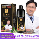 500ml 3 In 1 Black Hair Color Shampoo bottle on white background.