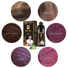 500ml 3 In 1 Black Hair Color Shampoo product detail and label view.