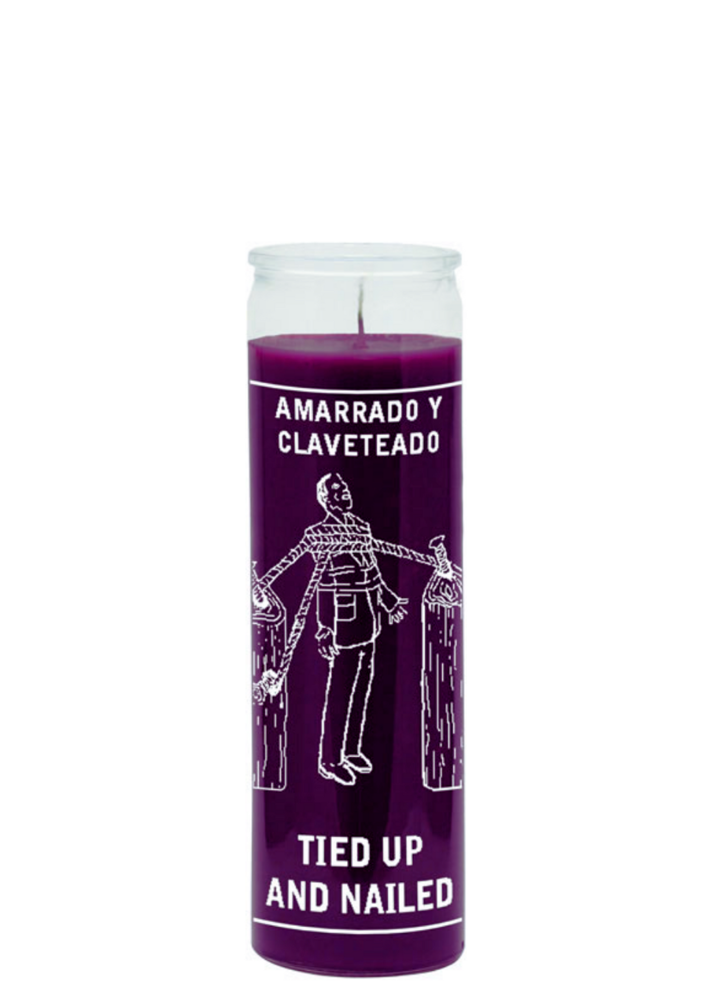Tied Up & Down purple 1 color 7-day candle in a glass jar for spiritual work, ritual focus, and devotional candle burning.