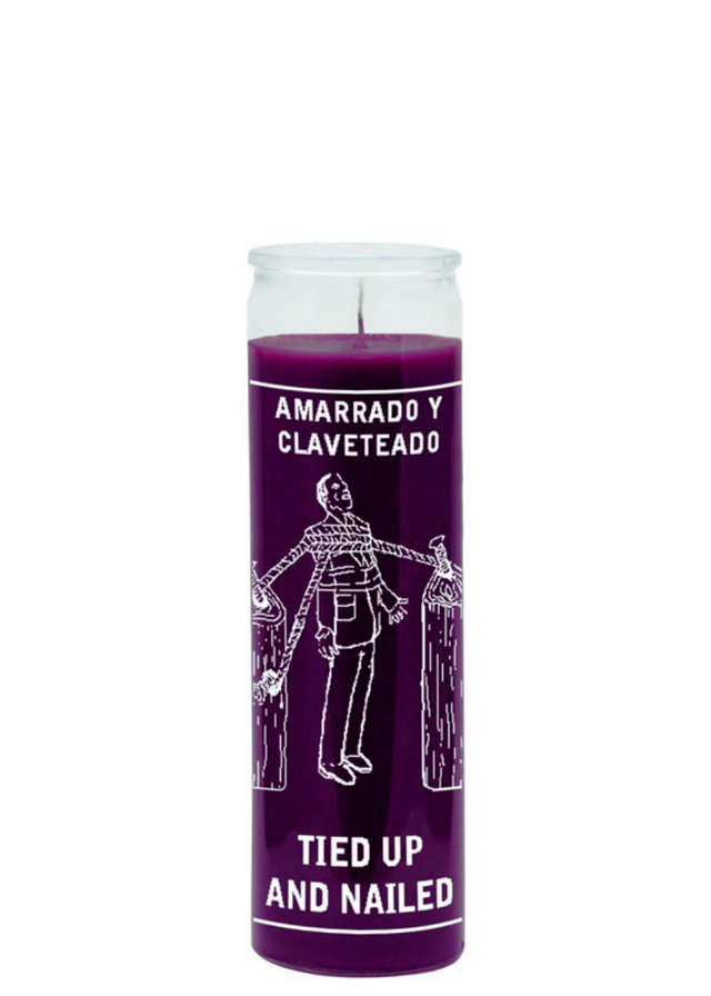 Tied Up & Down purple 1 color 7-day candle in a glass jar for spiritual work, ritual focus, and devotional candle burning.