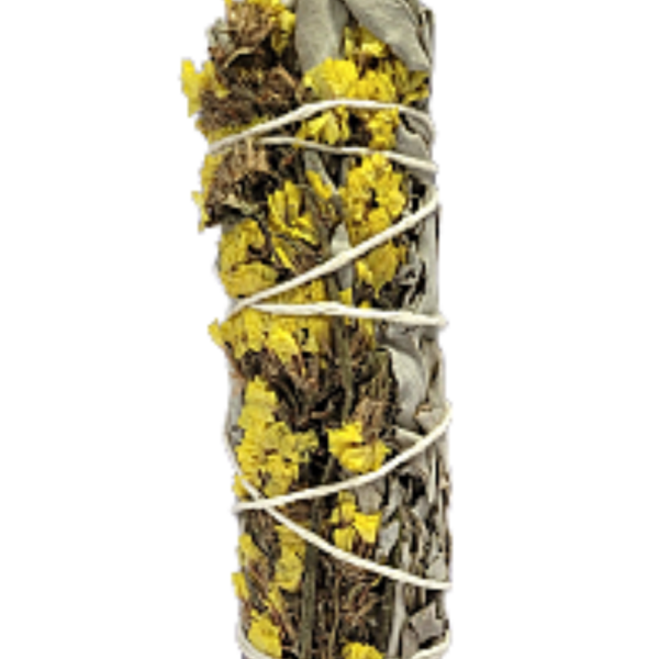 Yellow Sinuata with White Sage Smudge Sticks 3-4 inches