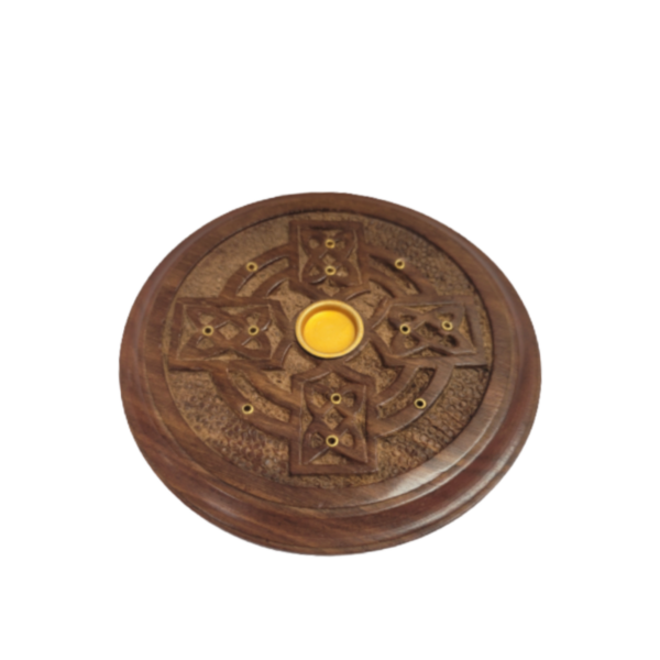 Celtic Cross Wooden Incense Burner