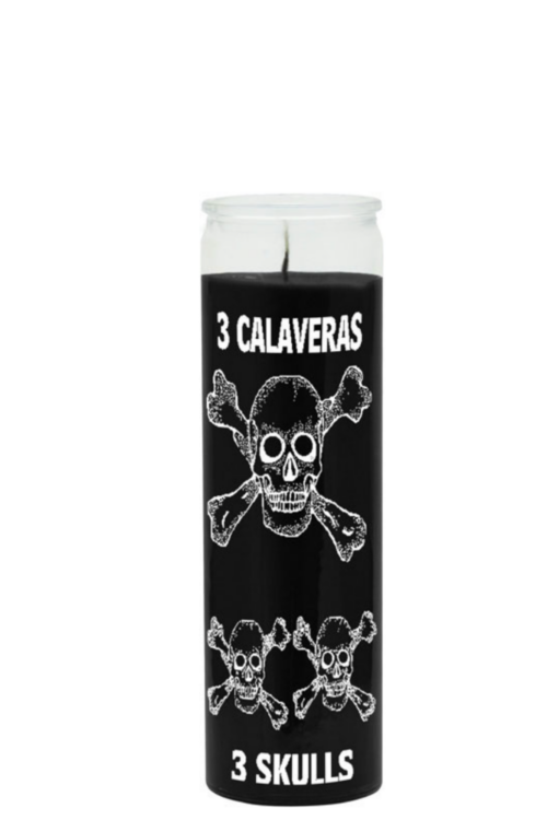 Three skulls (black) 1 color 7 day candle