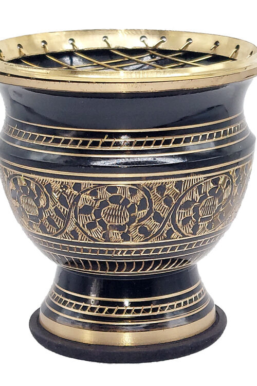 Black & Gold Carved Brass Burner