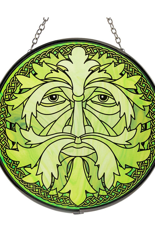 Celtic Green Man Glass Suncatcher