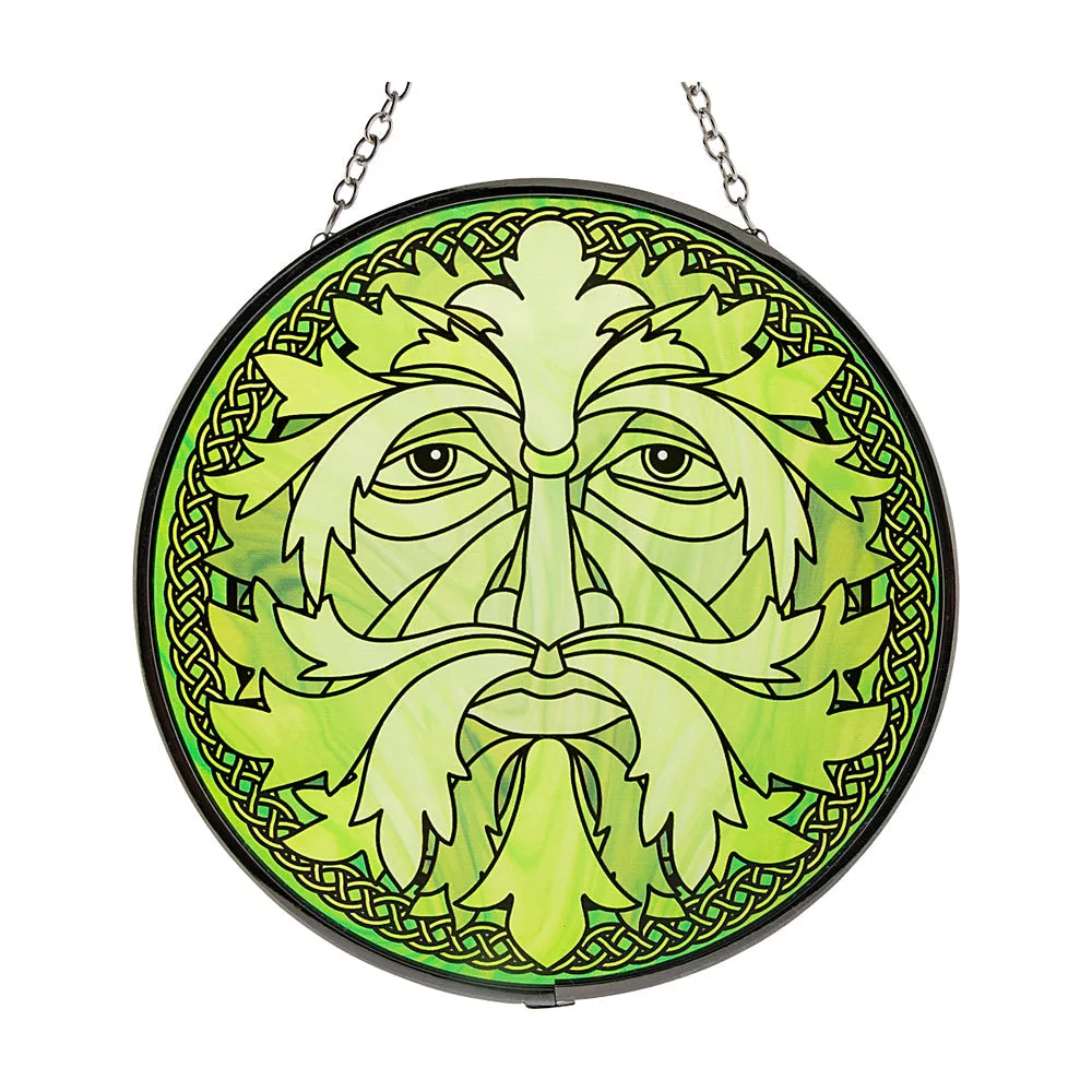 Celtic Green Man Glass Suncatcher