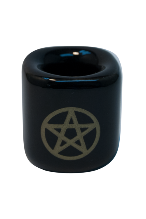 Chime Candle Holder – Black With Gold Pentacle (5 Pieces)