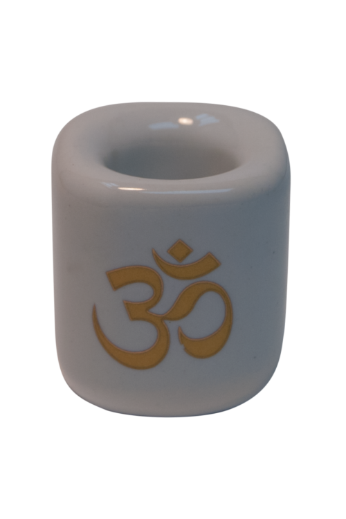 Chime Candle Holder – White With Gold Om (5 Pieces)