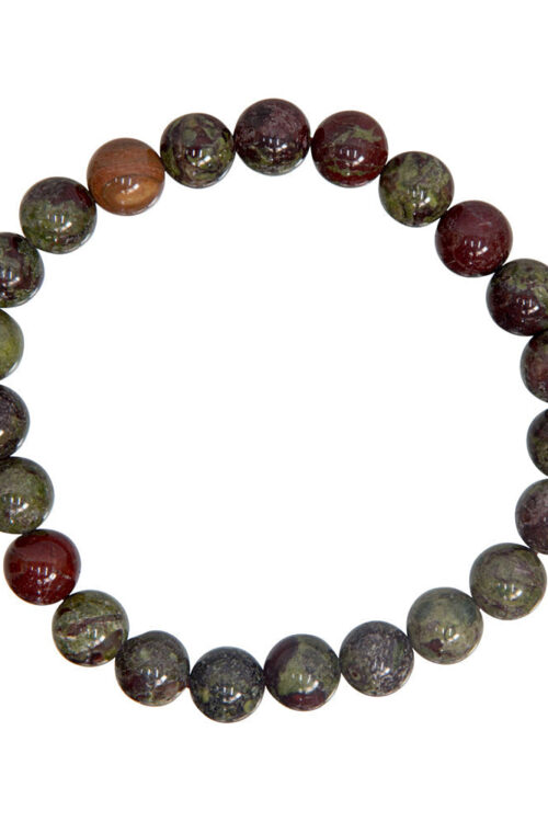 Elastic Bracelet 8mm Round Beads – Dragons Blood Jasper