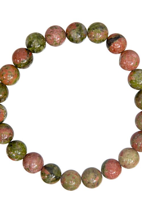 Elastic Bracelet 8mm Round Beads – Unakite