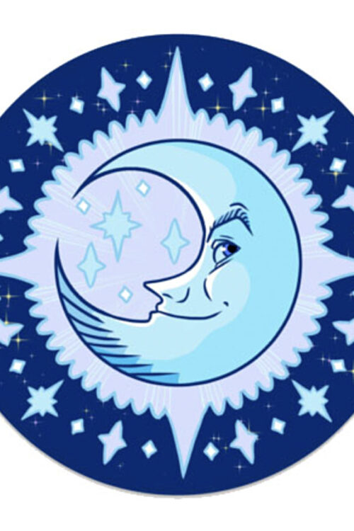 Happy Moon Sticker 4″