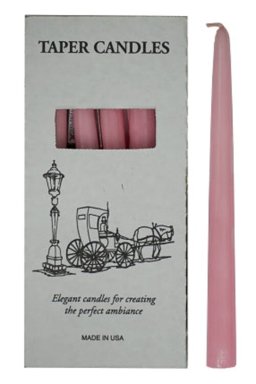 Pink Tapers 10″ Candle, Box of 12