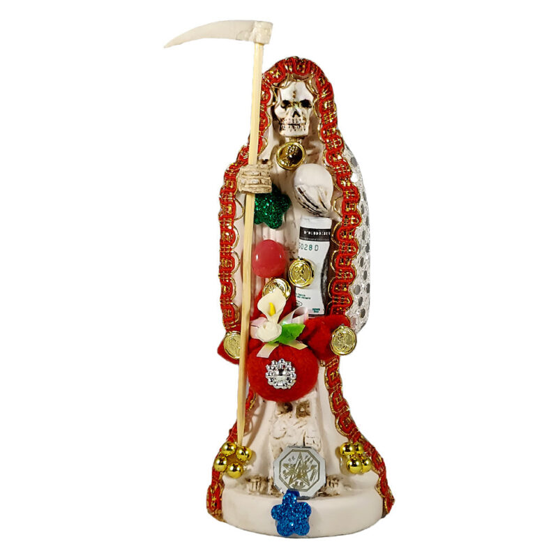 Santa Muerte Statue - Dressed - 6" - White