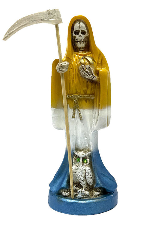 Santa Muerte Statue 6″ – Yellow/White/Blue