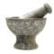 Soapstone Mortar & Pestle Carved Leaves Natural