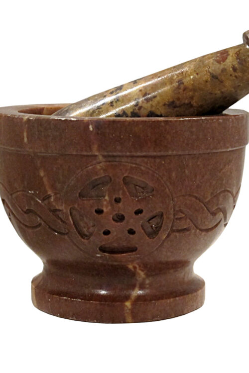 Mortar & Pestle – Soapstone Pentacle with Celtic Knot