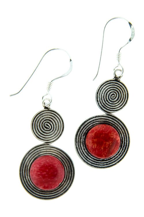 Spiral Red Coral Earrings