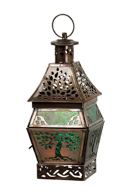 Tree of Life Glass & Metal Lantern