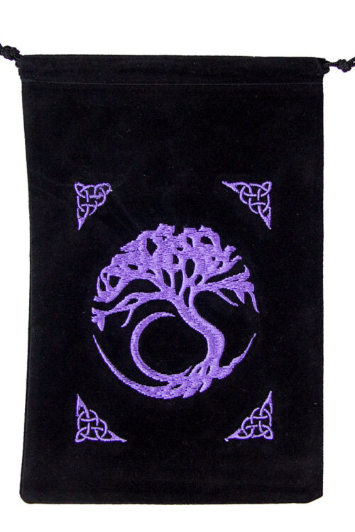 Tree of Life Black Velvet Embroidered Bag