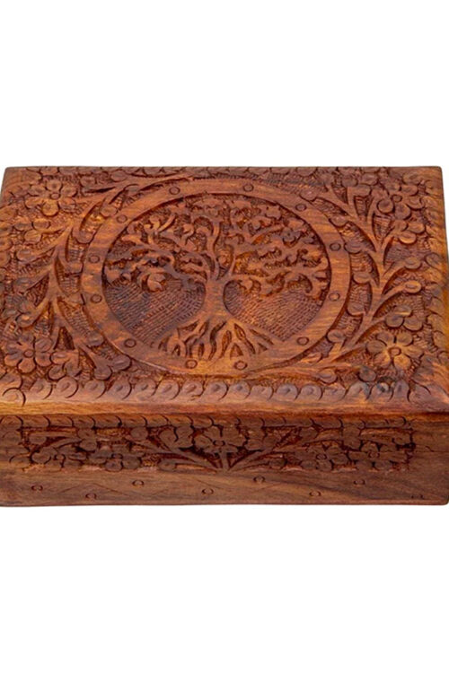 Tree of Life Carved Wood Box 5″ x 7″