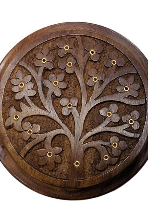 Tree of Life Carved Wood Stick Burner 5″