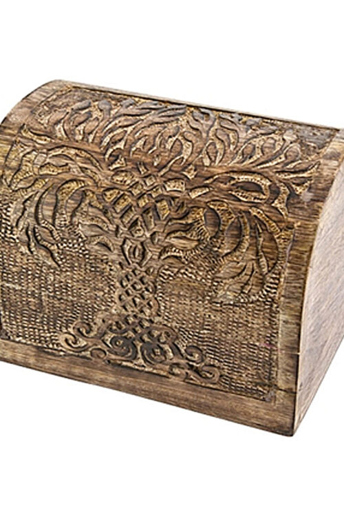 Tree of Life Carved Wooden Chest