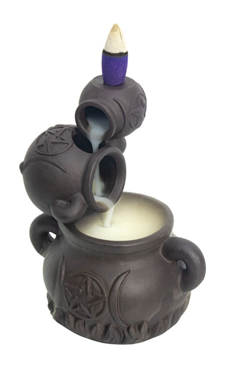 Triple Moon Pentagram Cauldron Backflow Cone Burner