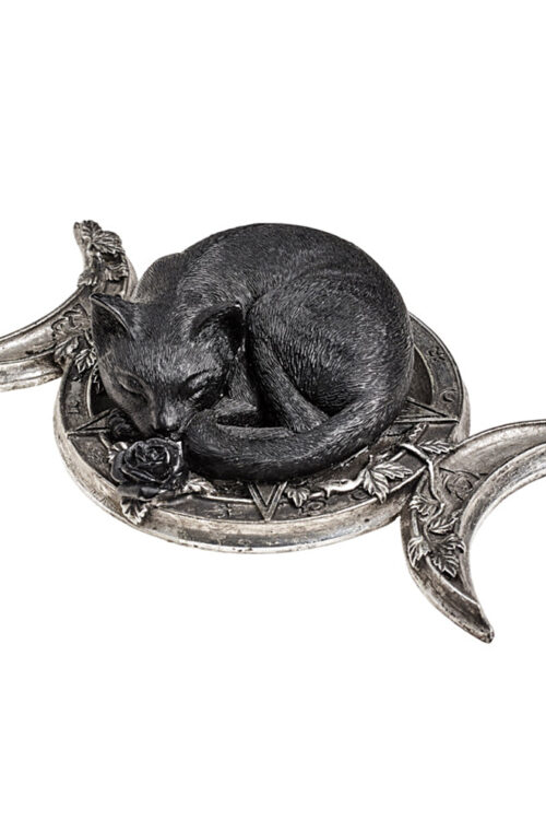 Triple Moon Black Cat Statue