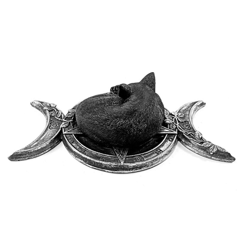 Triple Moon Black Cat Statue