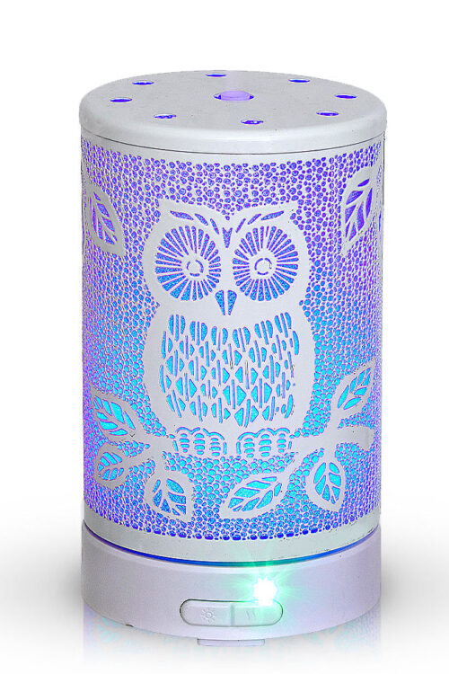 Ultrasonic Diffuser: Owl, White Metal