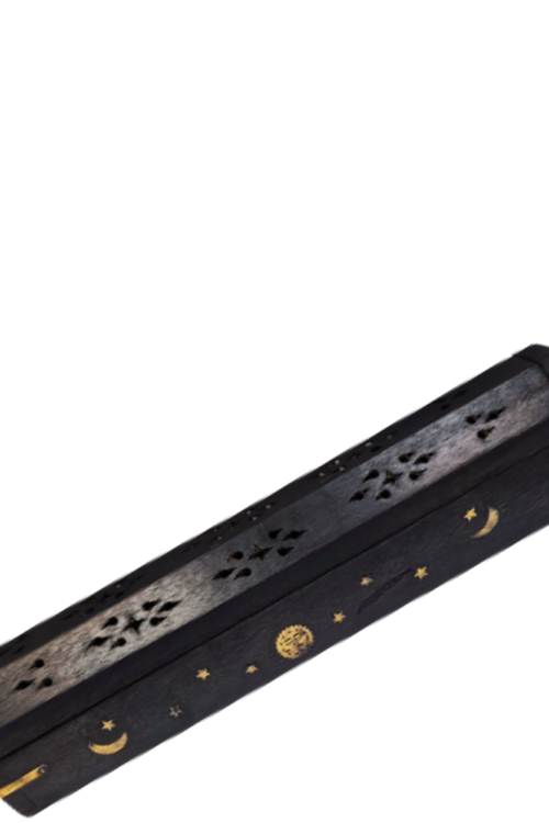 Wooden Coffin Box Incense Burner, Black