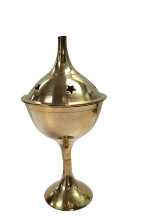 Brass Charcoal Incense Classical Burner, Large