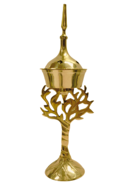 Tree of Life Brass Cone Incense Burner