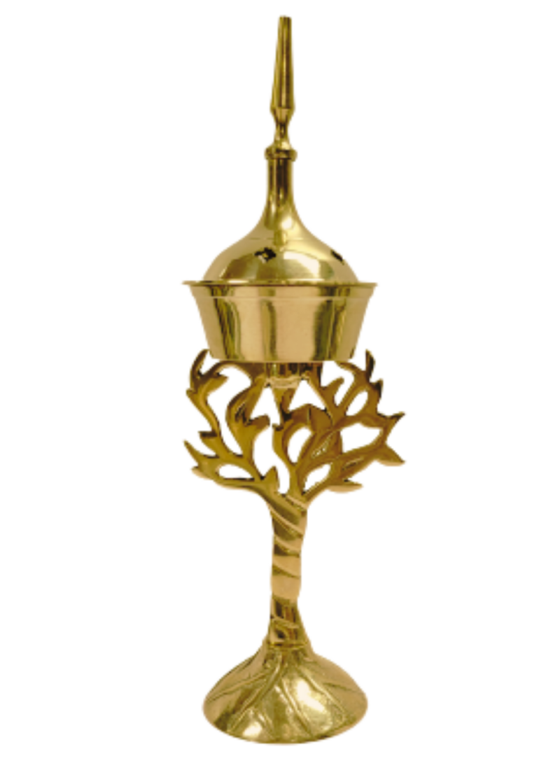 Tree of Life Brass Cone Incense Burner