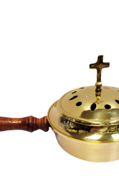 Brass Resin Incense Burner with wood handle