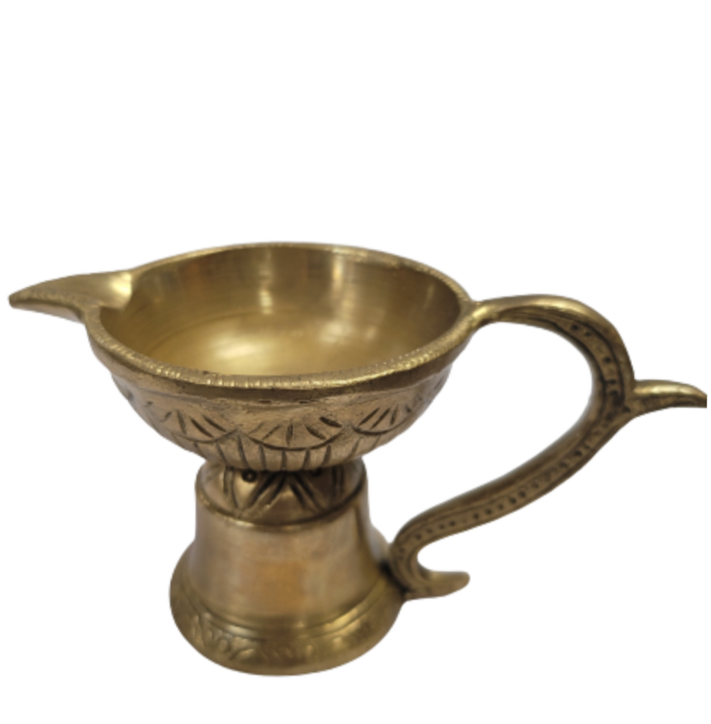 Offering Golden Brass Diya Stand