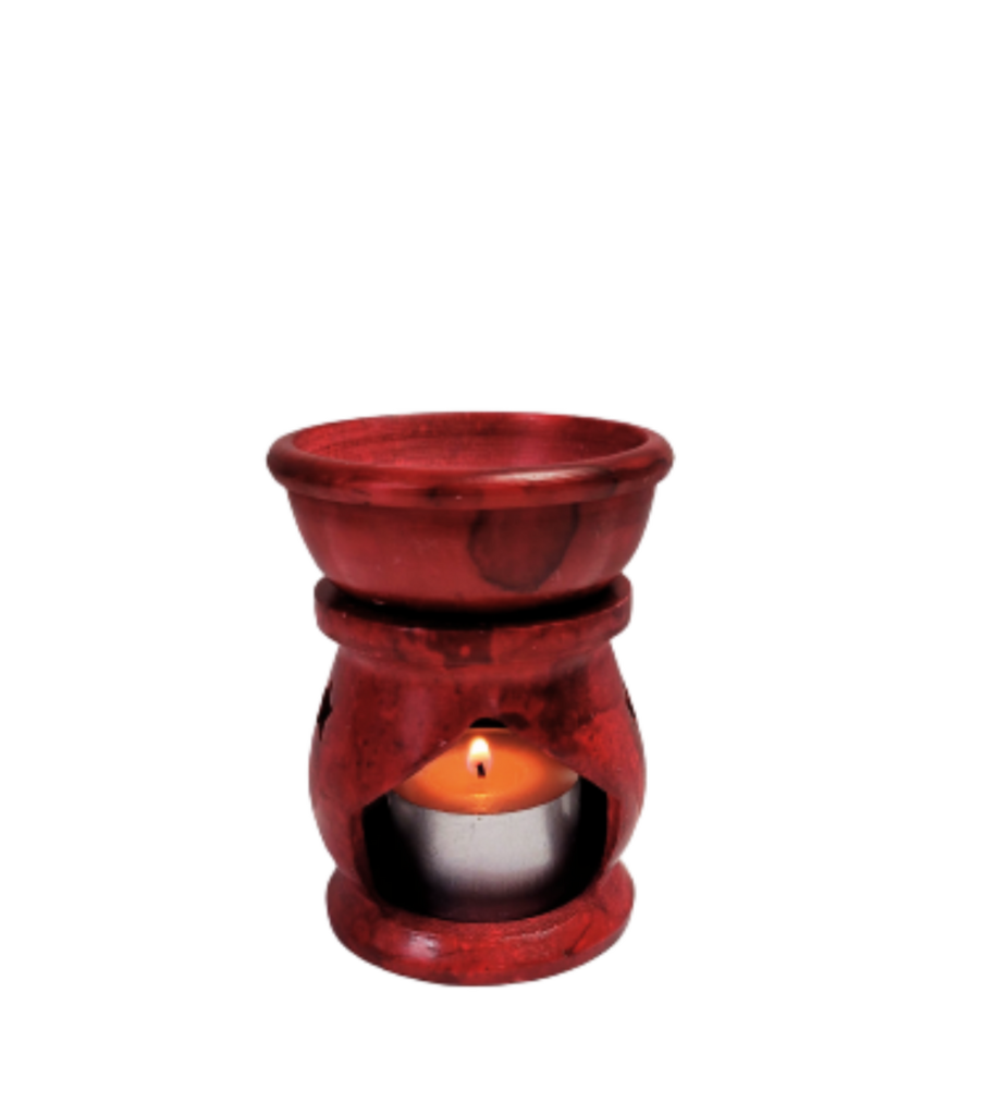 Red Soapstone Tea Light Oil Burners