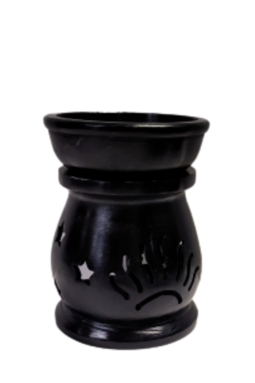 Black Soapstone Tea Light Candle Oil Burner-4″