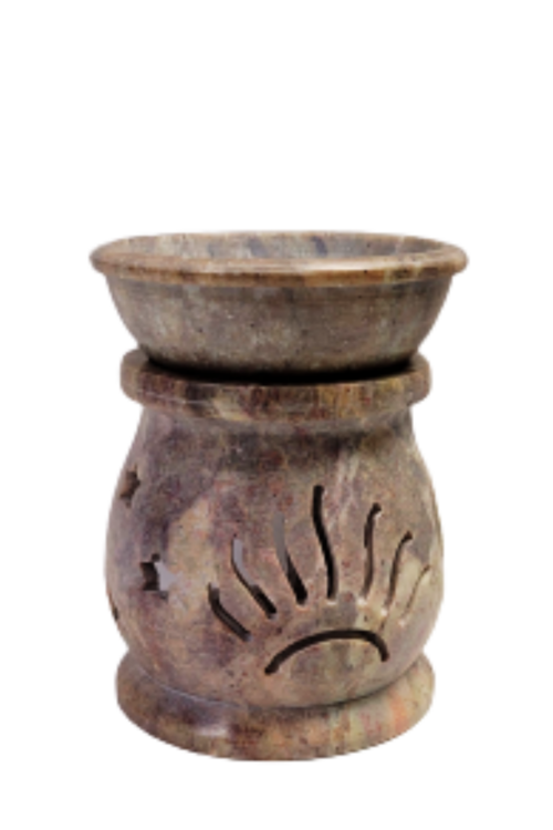 Natural Soapstone Tea Light Candle Oil Burner-4″