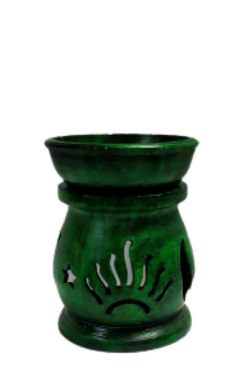 Green Soapstone Tea Light Candle Oil Burner-4″