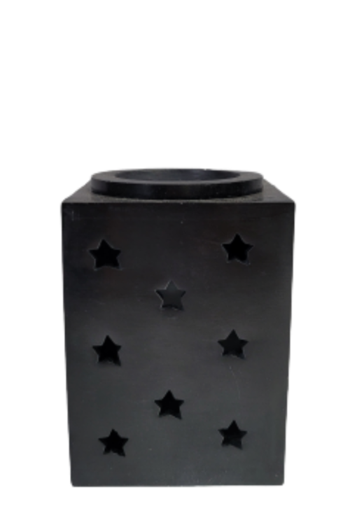 Black Square Soapstone Oil Burner 4″