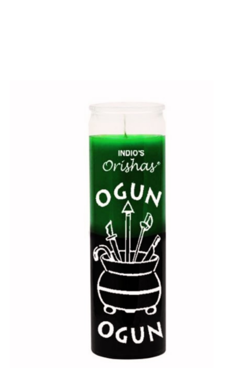 OGUN-ORISHAS Green / Black  7 DAY CANDLE