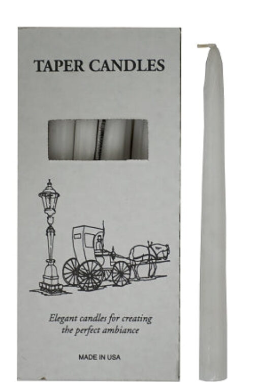 White Tapers 10″ Candle, Box of 12