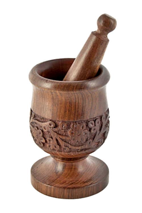 Wood Hand Carved Mortar & Pestle