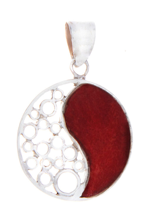 Yin Yang Red Coral Pendant