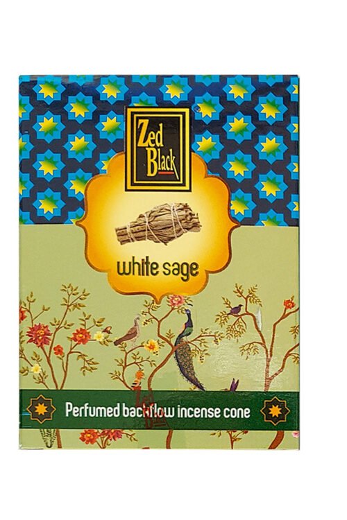 Zed Black White Sage Dhoop Backflow Cones